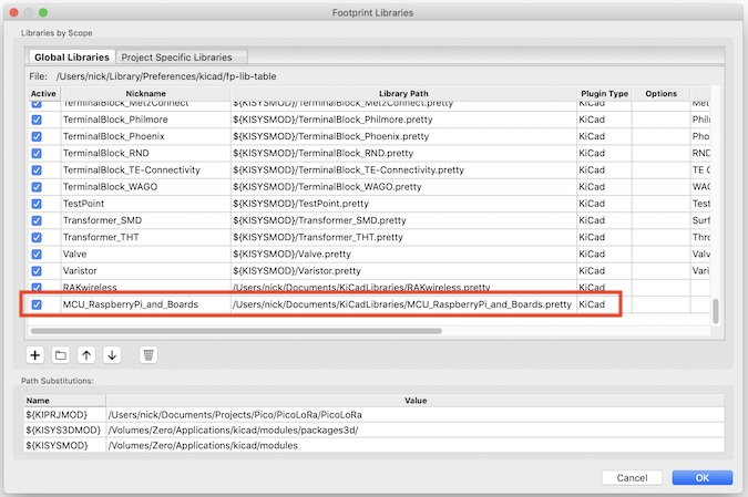 Manage Footprint Libraries screen shot