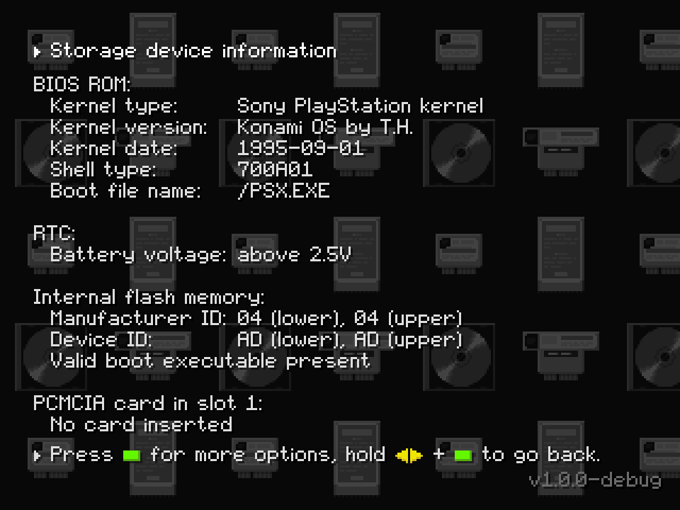 Storage device information screen